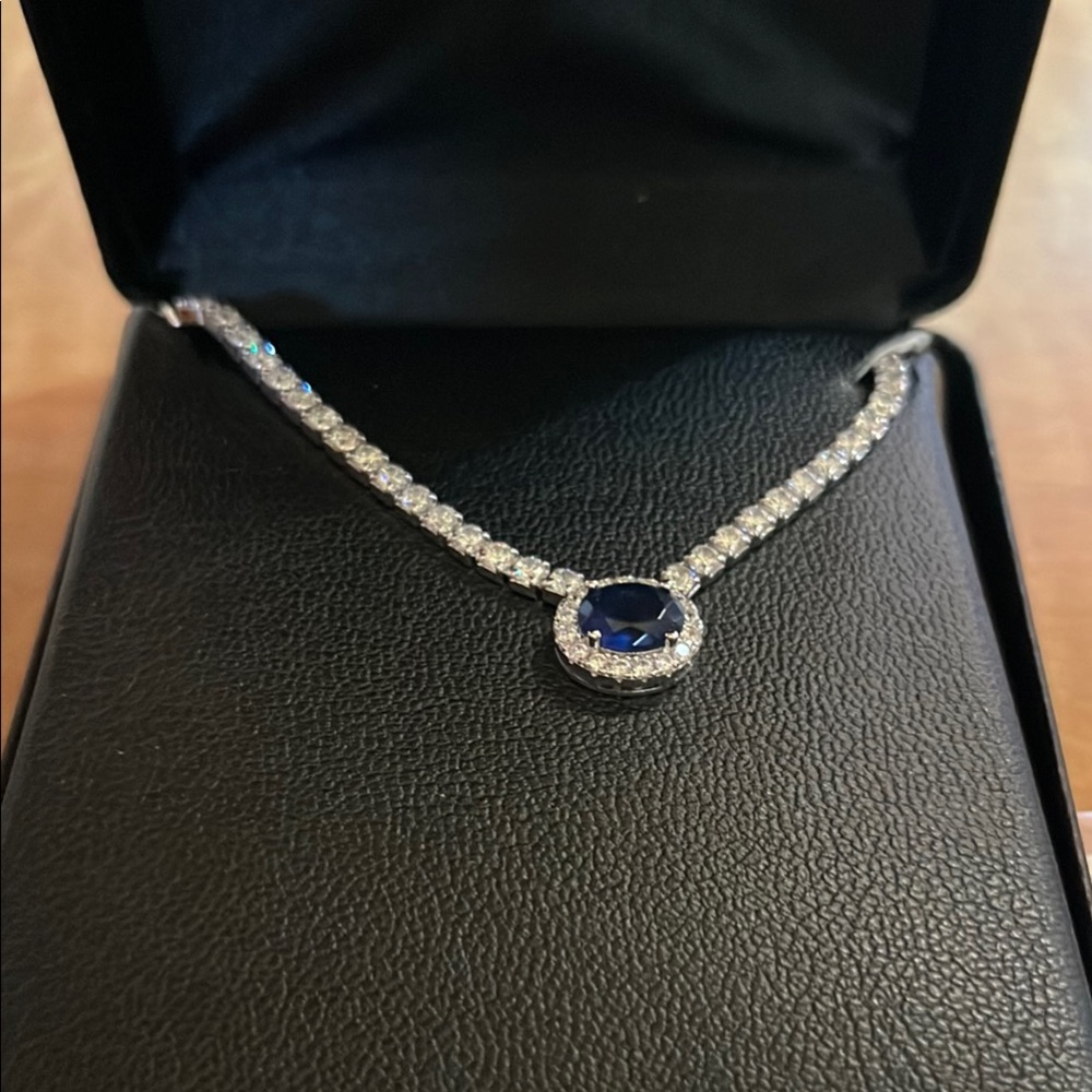 Elegant Sterling Silver and Blue Sapphire Necklace